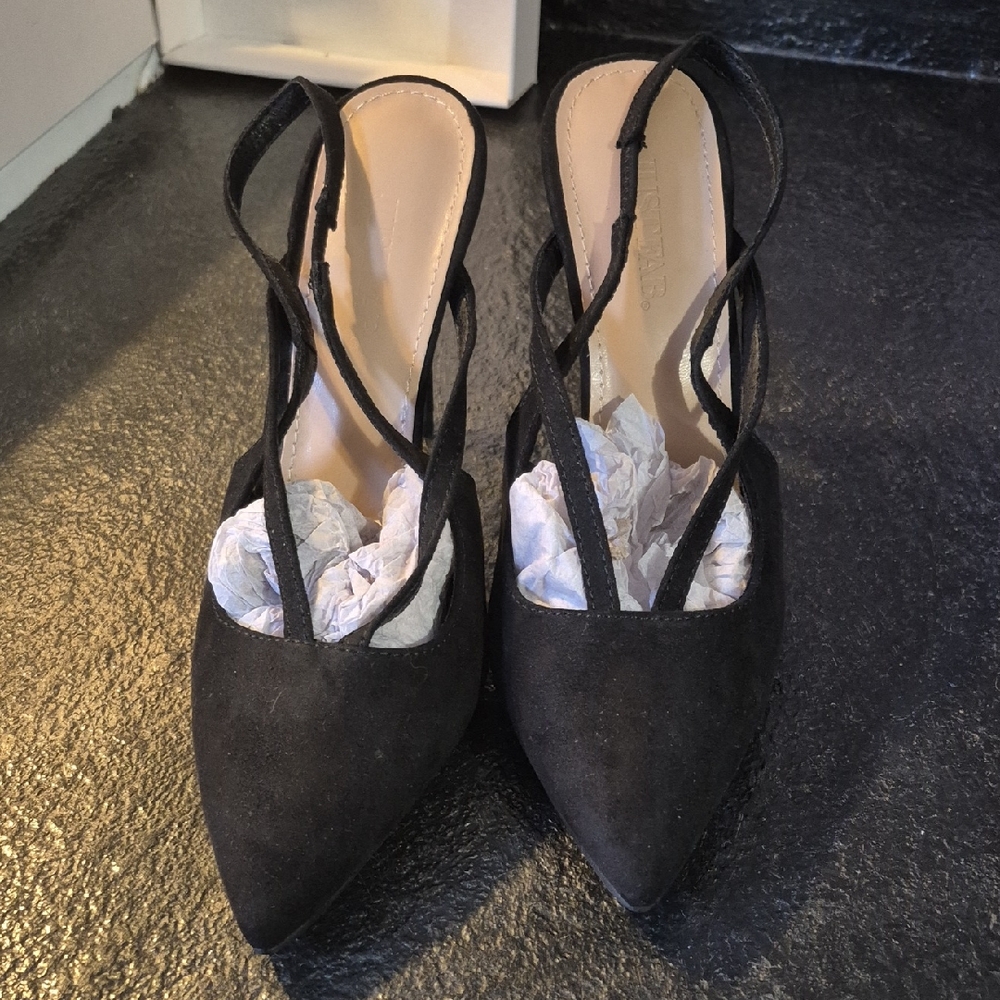 JustFab Black Strappy Heels